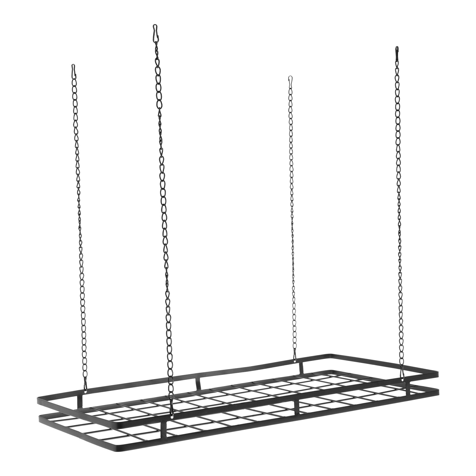 Modern Hanging Pot Holder Pan Hanger Kitchen Ceiling Rack with 12 Hooks Black