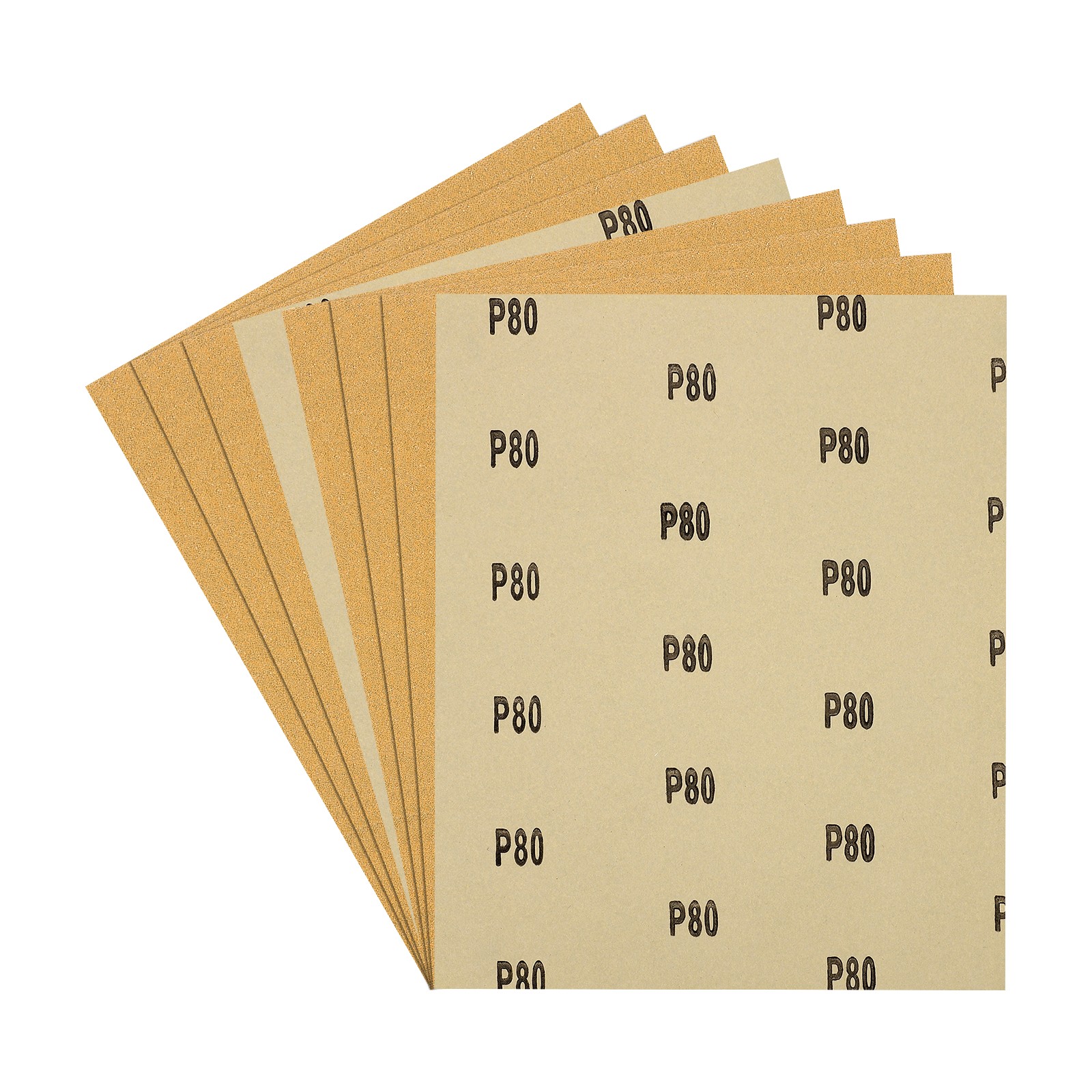 8pcs Sand Papers - [9 x 11 Inch x 80 Grits] Alumina Sandpaper Sheets Gold