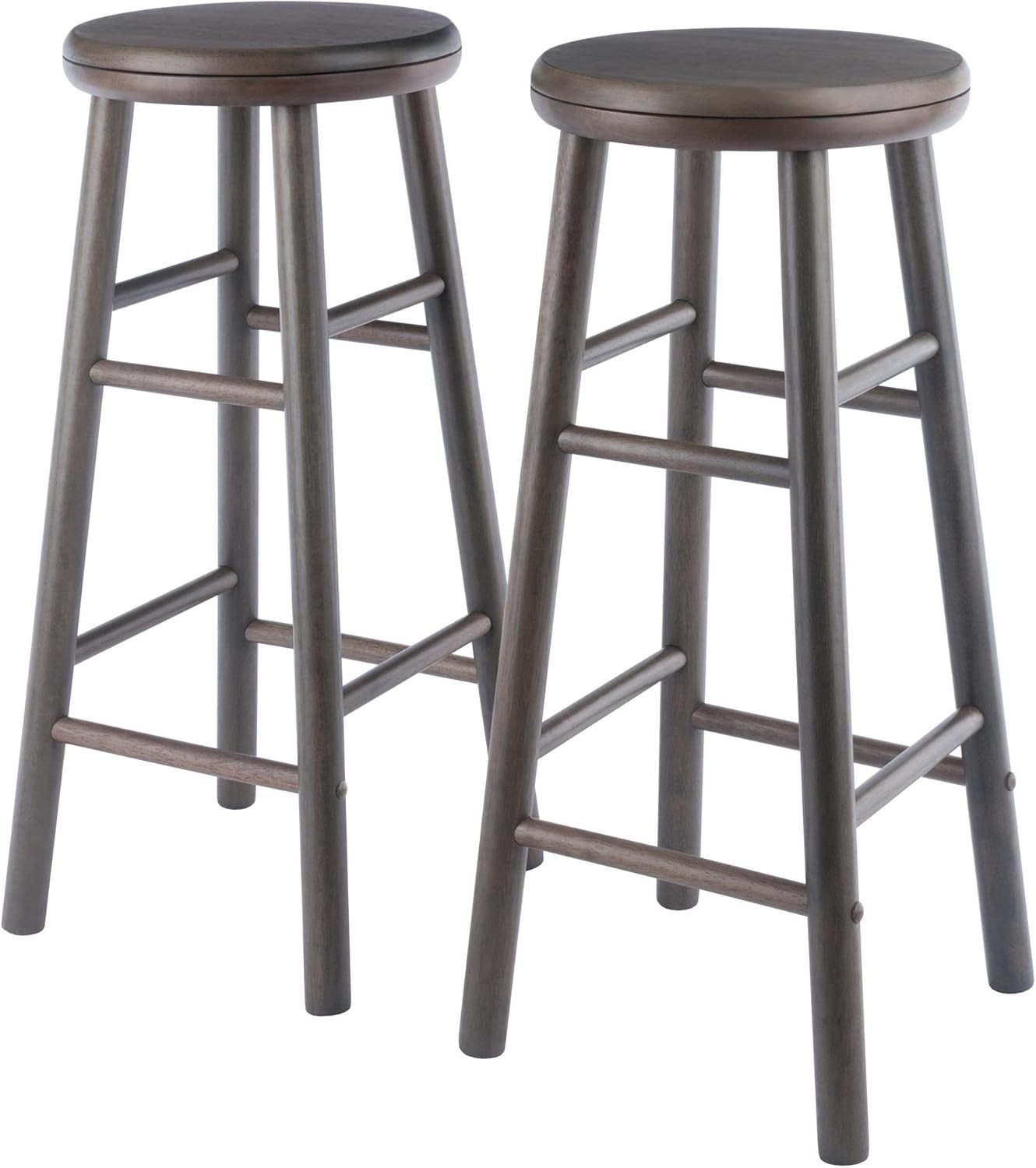 Shelby 30" Oyster Gray Solid Wood Swivel Bar Stools - Set of 2