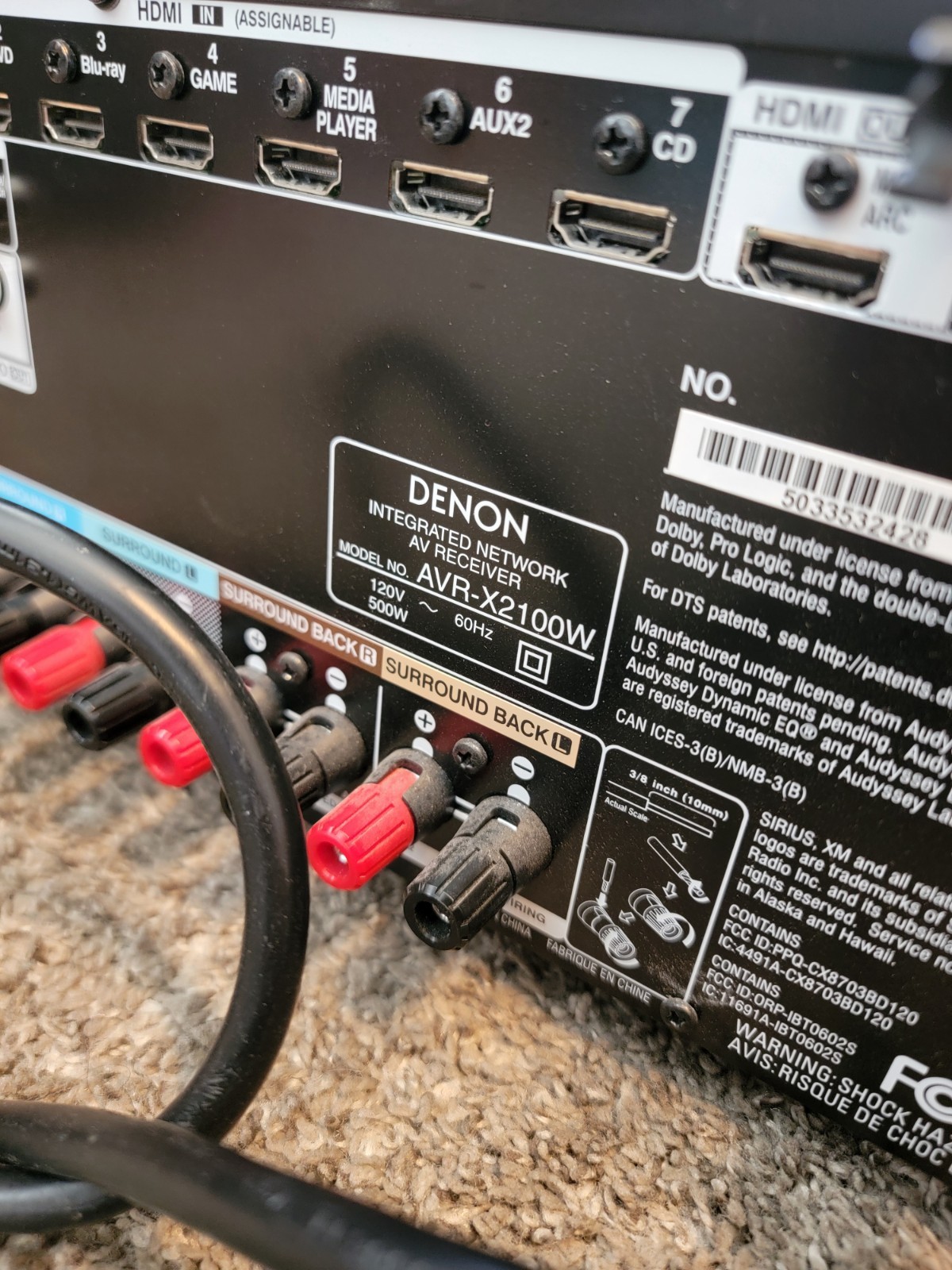 Denon Integrated Network AV Receiver AVR-X2100W - No Remote