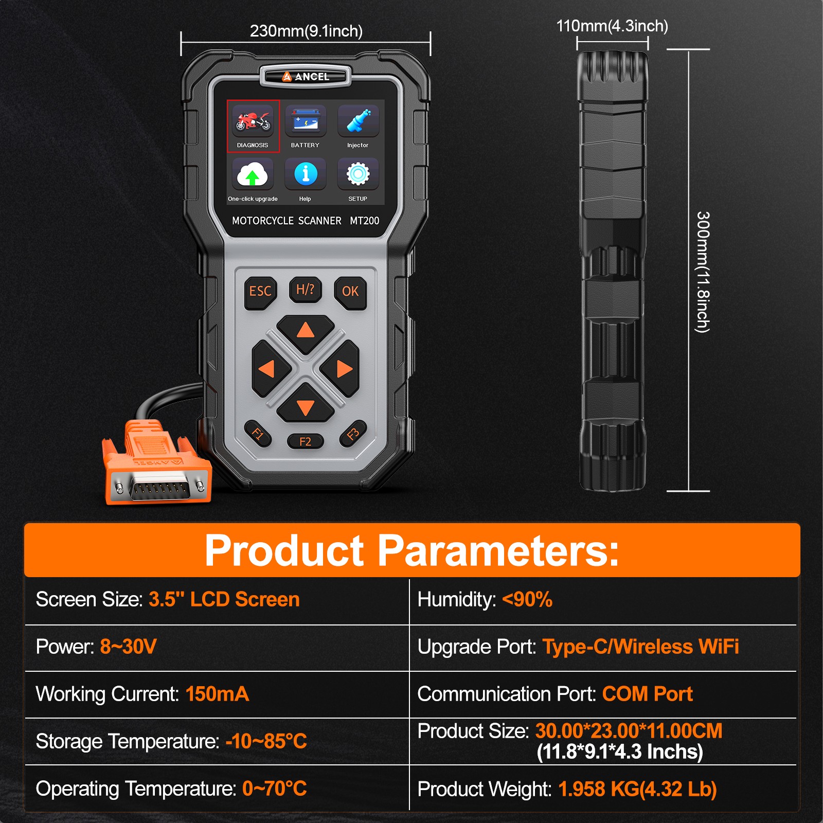 MT200 Motorcycle Scanner OBD2 Code Reader ABS Diagnostic Tool Fit For KAWASAKI
