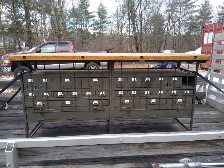 VINTAGE ARMY MILITARY WOODEN TOP WORK BENCH WITH DRAWERS VIETNAM ERA