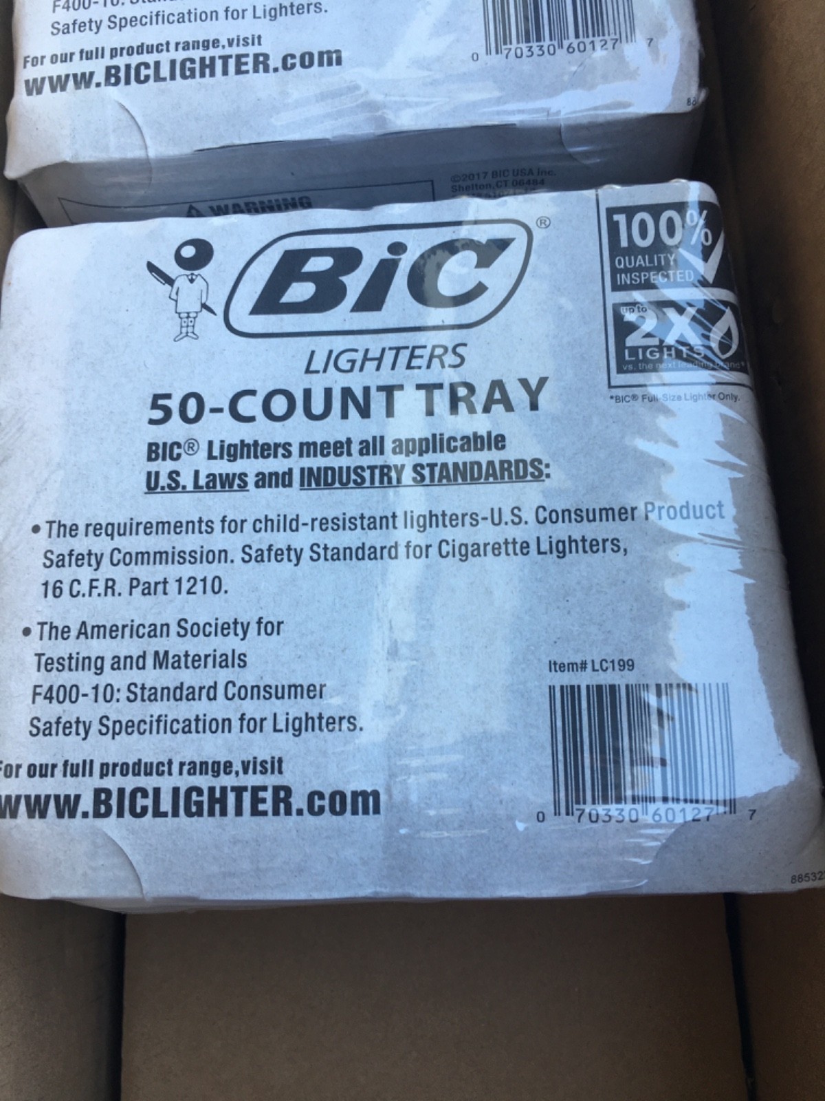 BIC Classic Regular Sized Lighters 50 Pack Tray