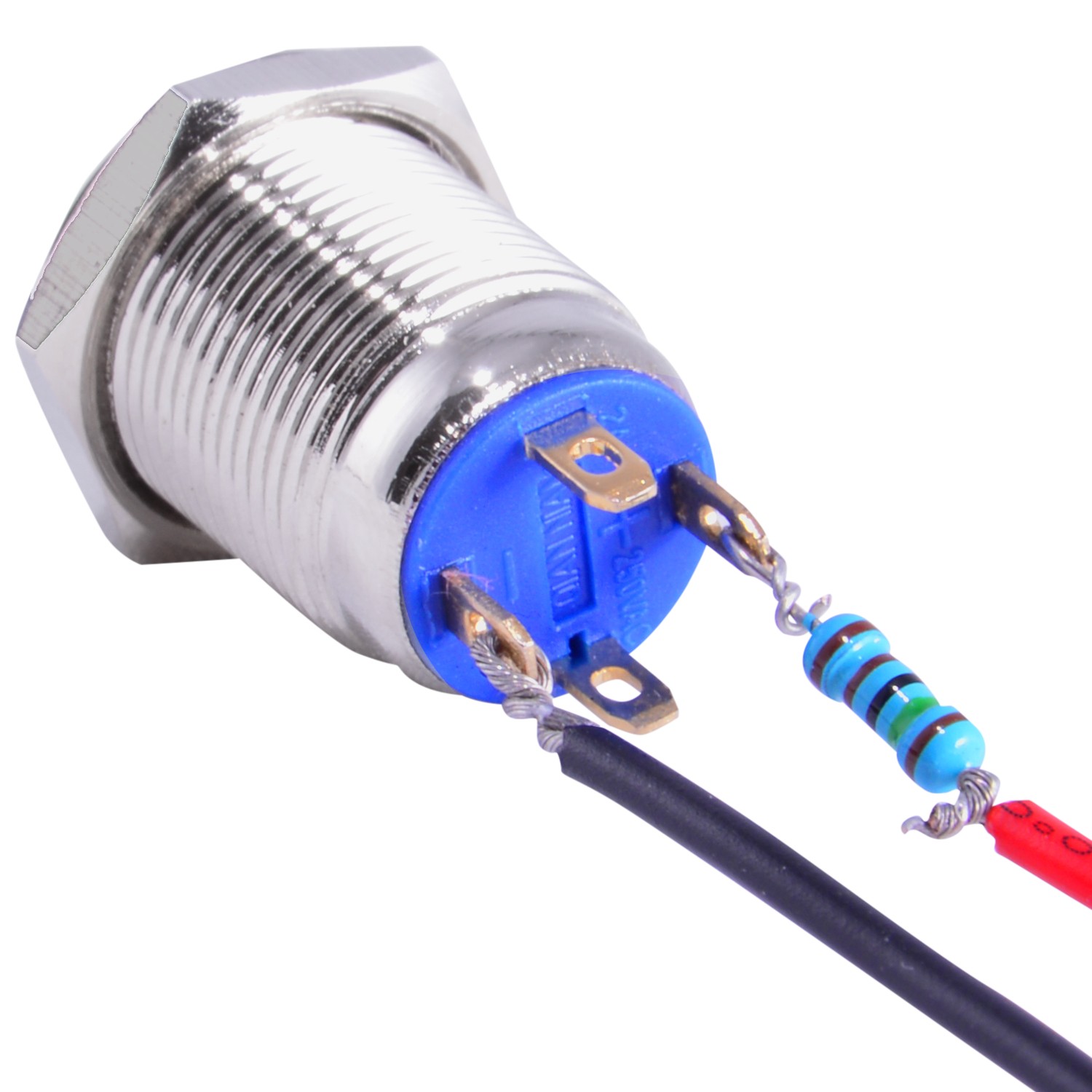 14mm Stainless Steel Momentary Push Button Switch Blue LED
