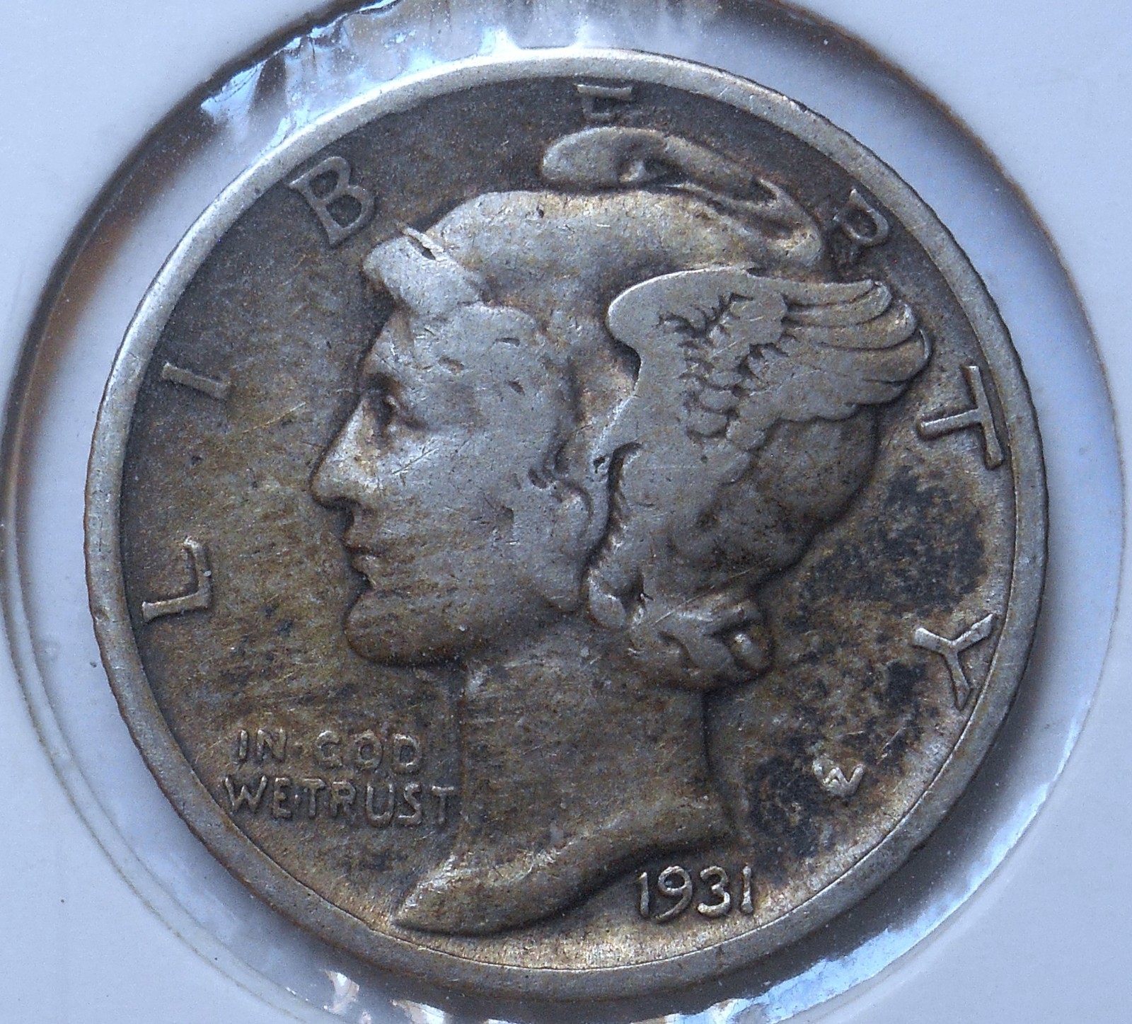 1931-d . Mercury Dime . VF+ . Very Fine . Silver .
