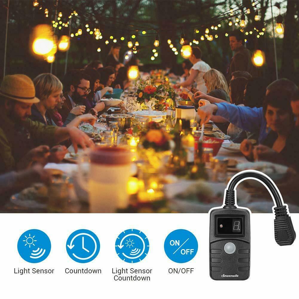 DEWENWIL 2 Pack Countdown Photocell Plug in Timer Electrical Grounded Outlet