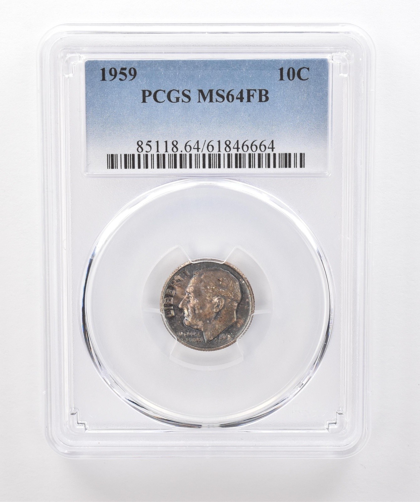 1959 Roosevelt Dime MS64 FB PCGS Beautiful Tone *1854