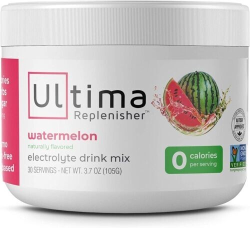 Ultima Replenisher Electrolyte Hydration Powder 30 Servings Watermelon,  3.7 oz