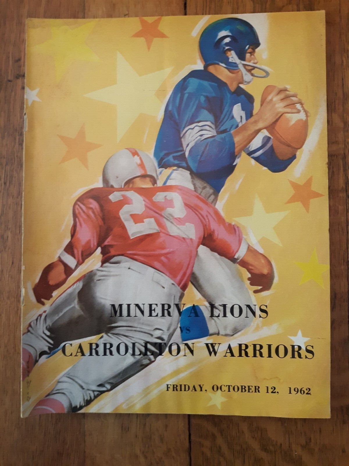 Ohio Minerva Lions vs Carrollton Warriors Oct. 12, 1962 football program