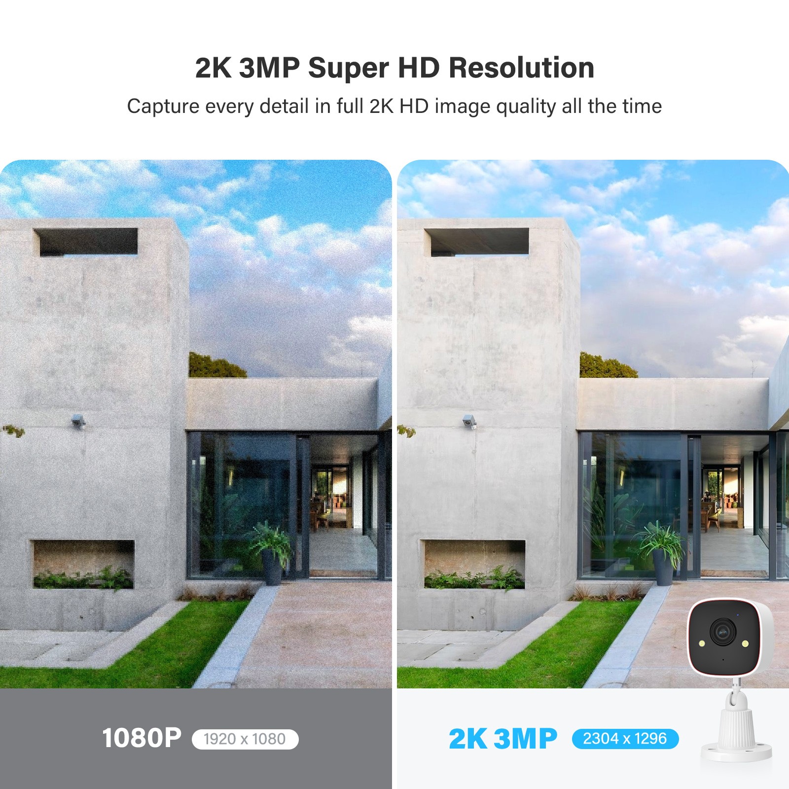 4-Pack 2.4G WiFi 3MP Security Camera System Smart Outdoor Color Night Vision