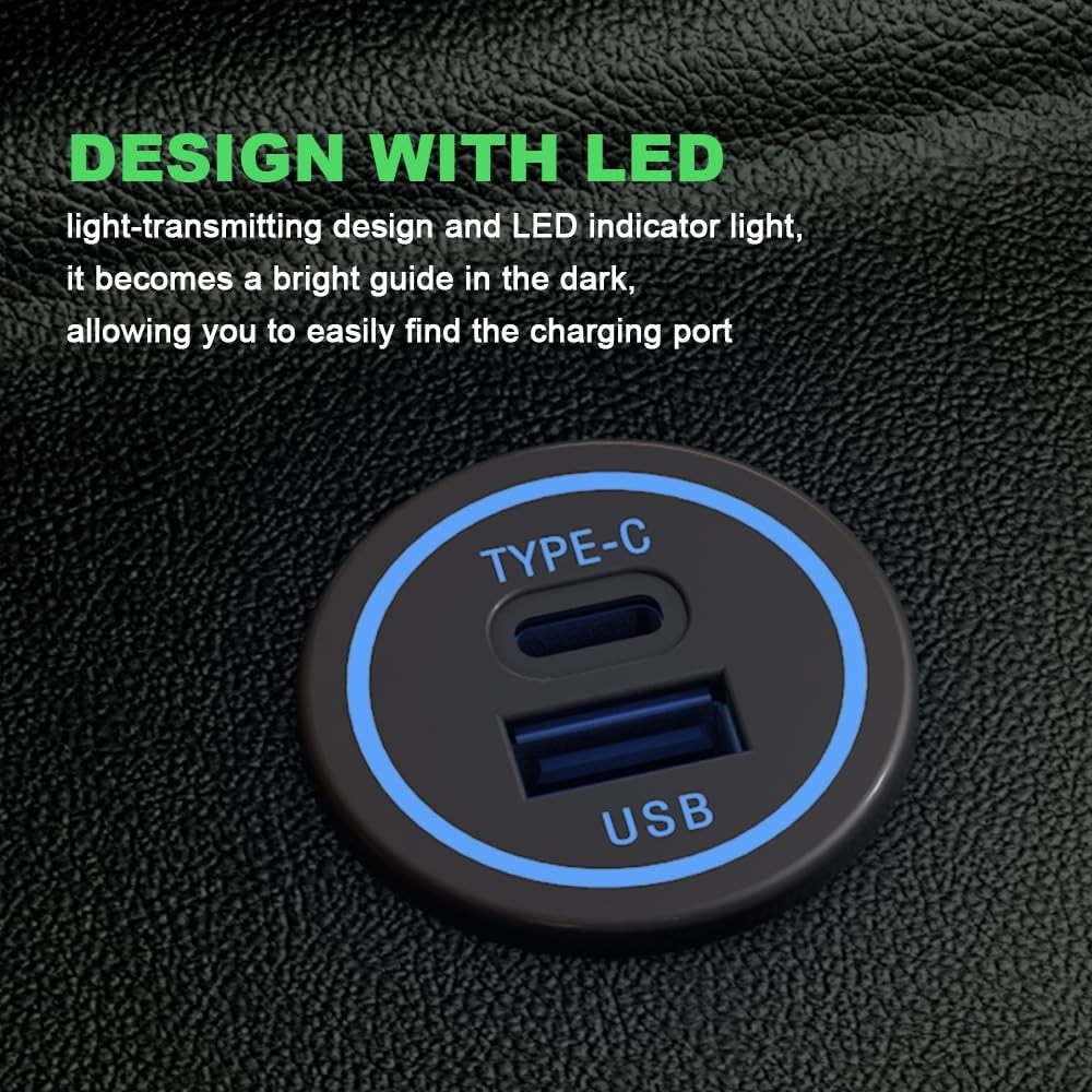 Cigarette Lighter Socket USB Type C 12V Waterproof with Cap Type C USB Car Charg