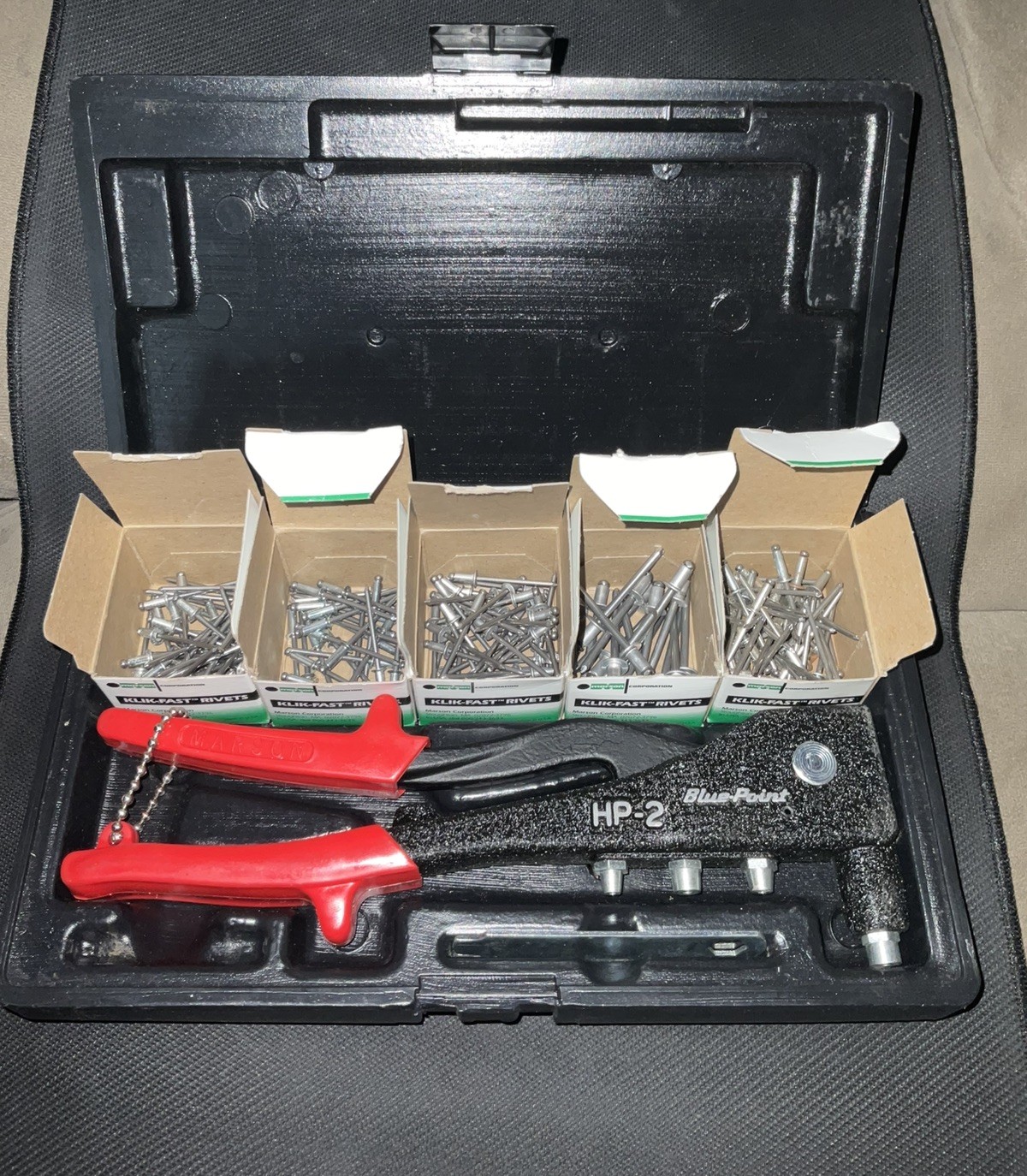 🧰Blue-Point HP-200A Rivet Set Marson w/Assorted Rivets + Case *Read* 🔩
