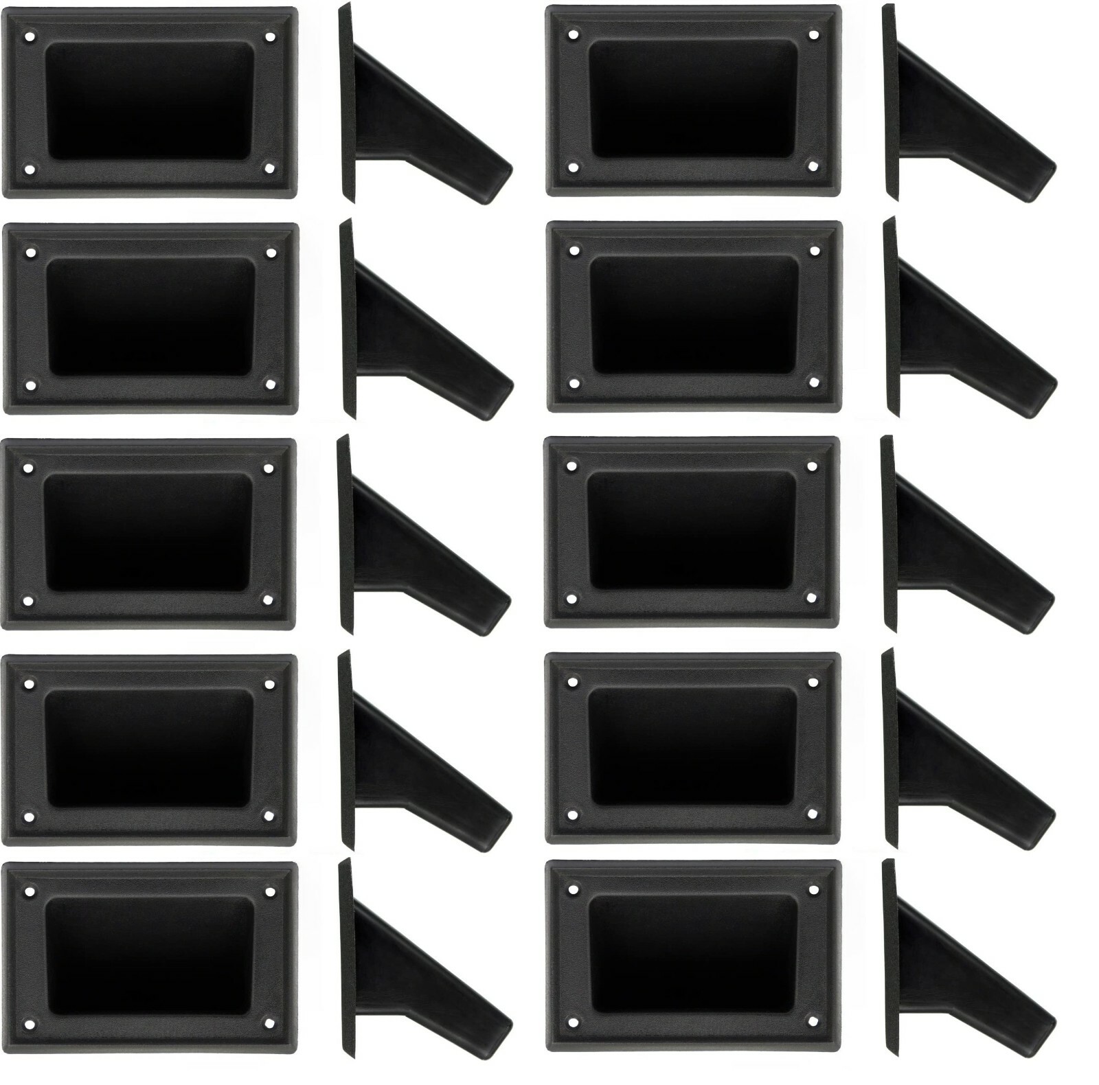 10 Pieces 5.25" x 3.5" DJ Speaker Box Black Plastic Pocket Handles Enclosure