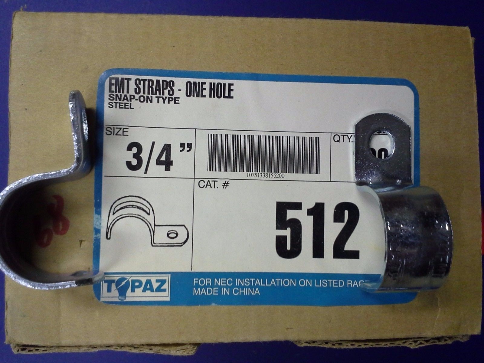 TOPAZ  3/4-Inch EMS STRAPS One Hole - Snap On type QTY 43
