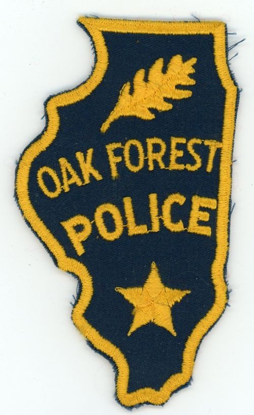 ILLINOIS IL OAK FOREST POLICE OLD VINTAGE STATE SHAPED SHOULDER PATCH SHERIFF