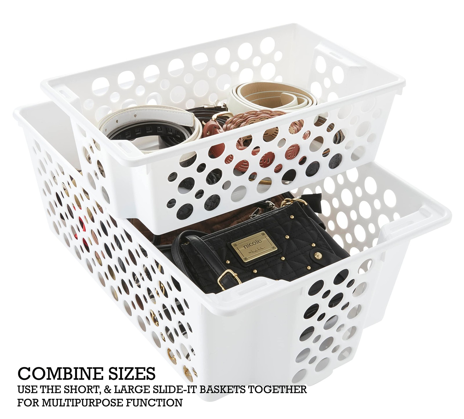 Short Slide-It Baskets, 2 Pack, Stacking and Sliding Modular Storage, Great O...