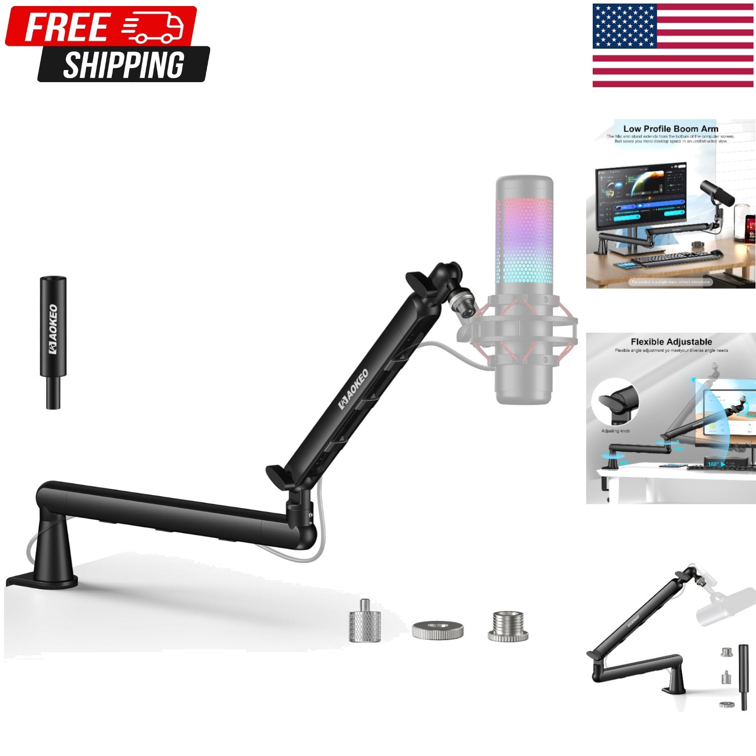 Adjustable Microphone Boom Arm for Blue Yeti HyperX Elgato Wave