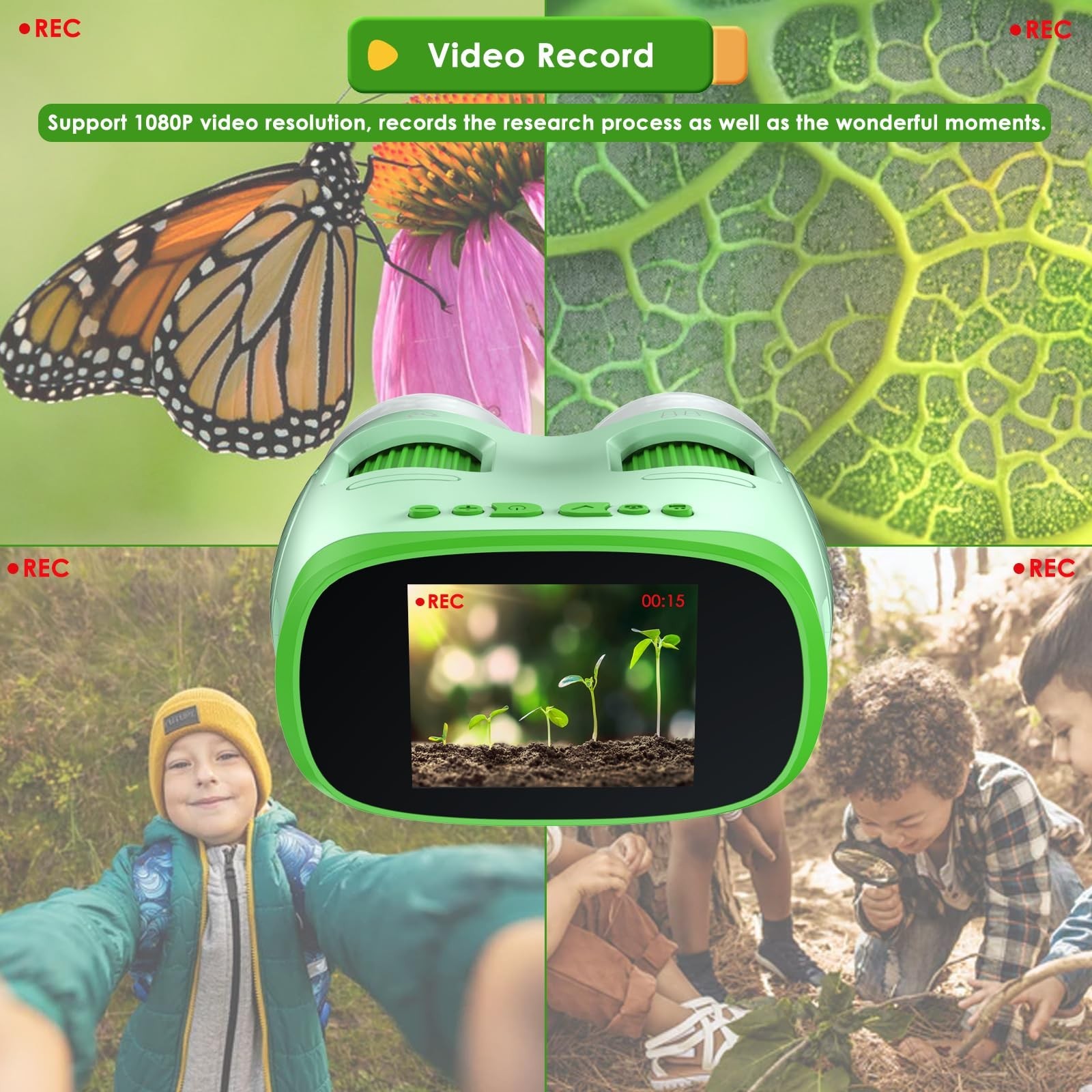 Digital Microscope for Kids, 3-in-1 2" IPS Screen Handheld Electronic Microsc...