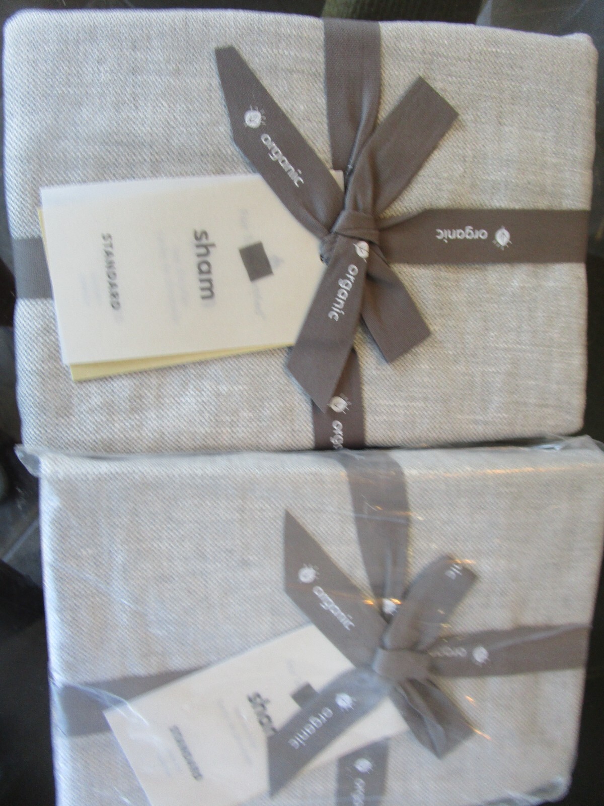 2 West Elm Hemp cotton standard shams  silver New w tags