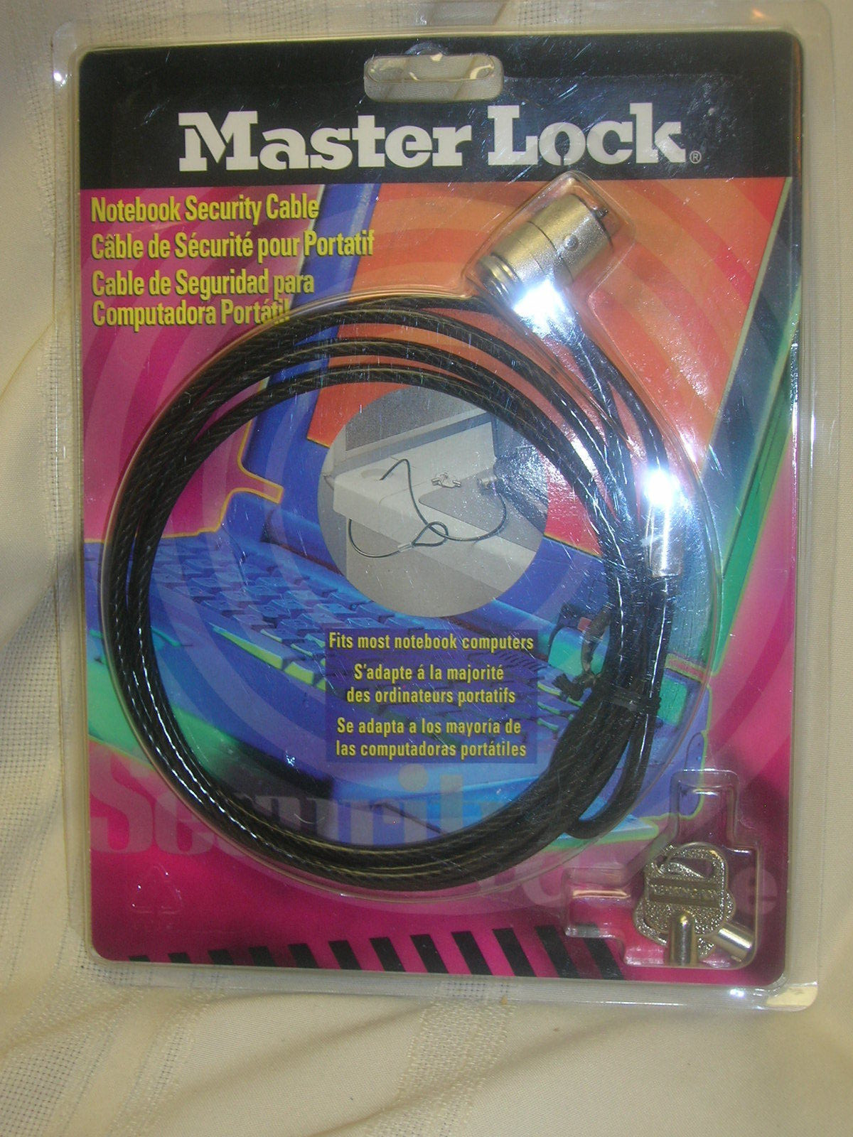 Master Lock Notebook Security Cable #64032A NIP Fits Most Notebook Computers NEW