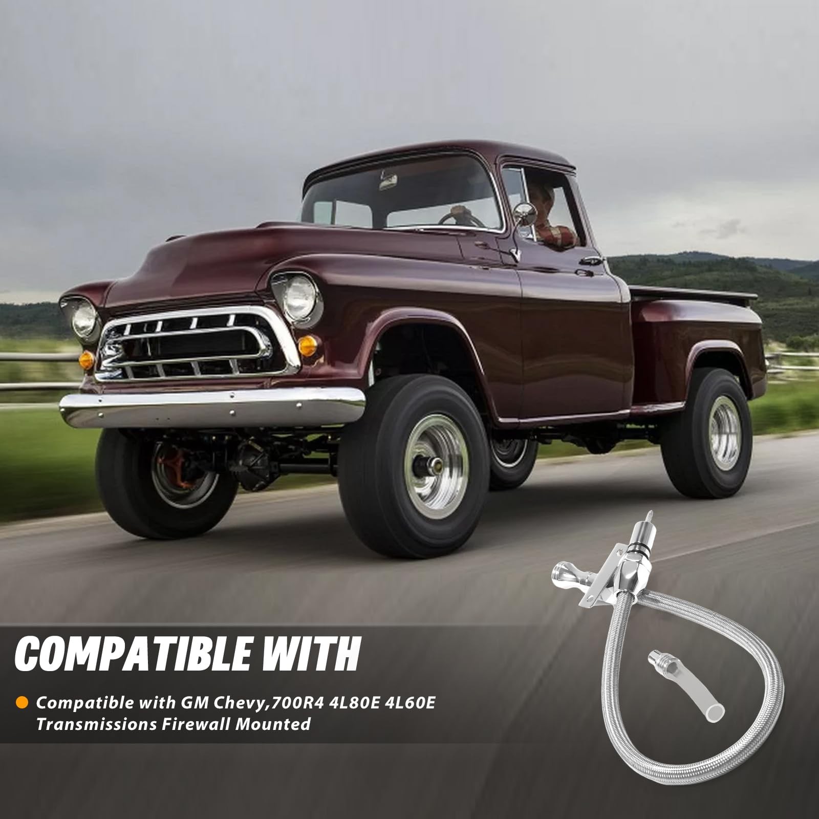 HAHAHA TH700R4 4L60E 4L80E Firewall Mounted Trans FLEXABLE Dipstick Silver