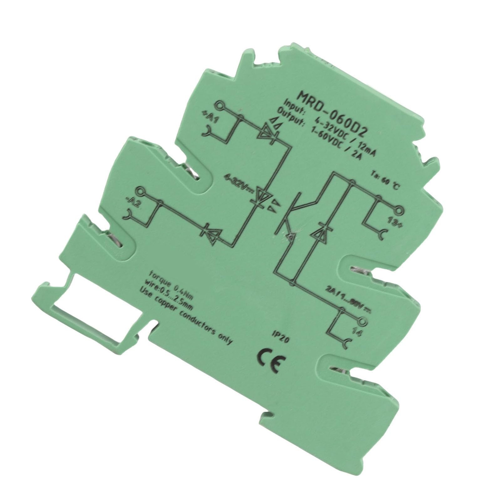 6.2mm DIN Rail Solid State Relay Module, 4-32VDC Input, Normally Open Ultra T...