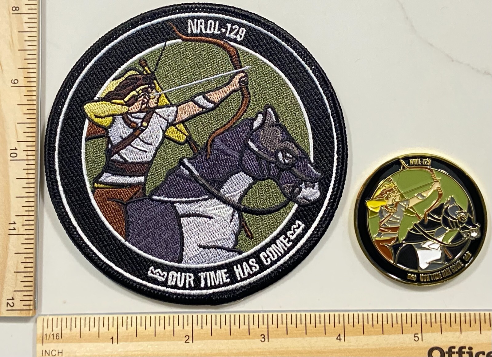 MILITARY CHALLENGE COIN AND NROL PATCH SET- NROL 129 WARRIORS TIME HAS COME FEM