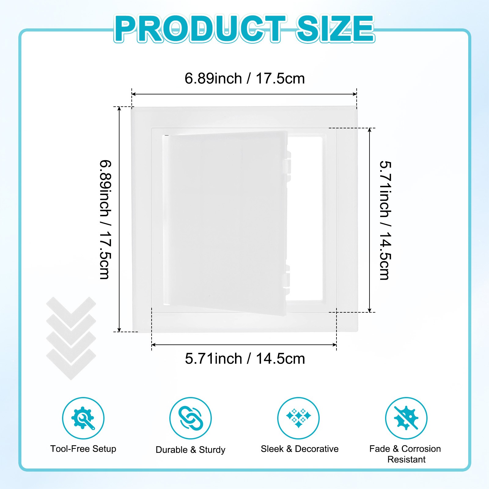 1-Pack Access Panel for Drywall, 5.7x6" Plastic Self Adhesive Cover [White]
