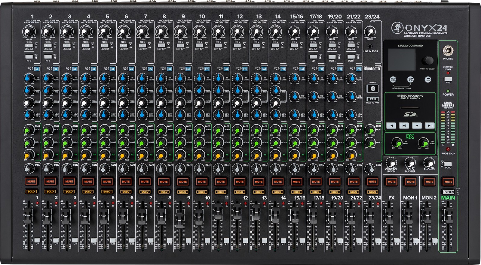 Mackie ONYX24 24-Channel Analog Mixer w/ Multi-Track USB/3-Band EQ+Bluetooth