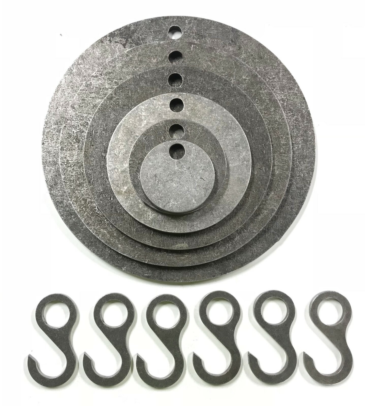AR500 Steel Target 3,4,6,8,10,12" NRA Action Pistol Plate 6pc Set With Hooks