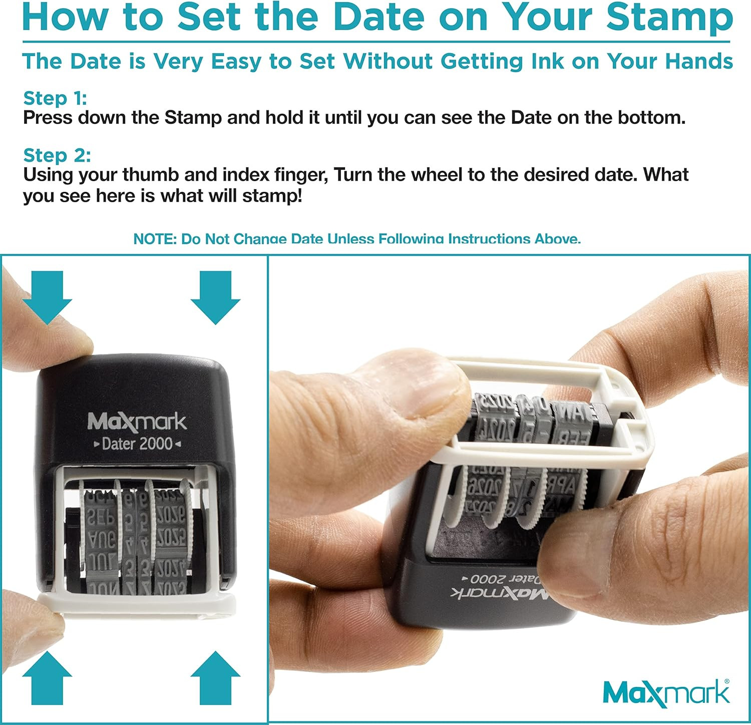 2000 Dater Self Inking Date Stamp - Black