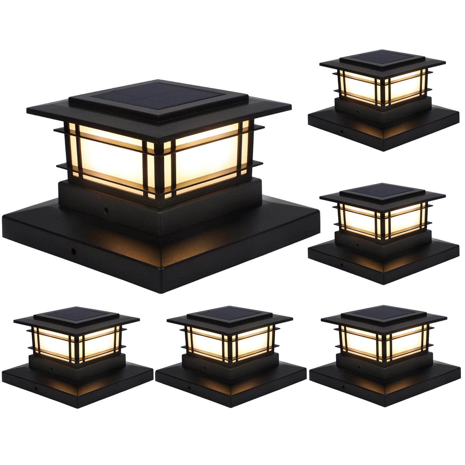 Dynaming 6 Pack Solar Post Cap Lights Outdoor, Fence Post Solar Lights Fit fo...