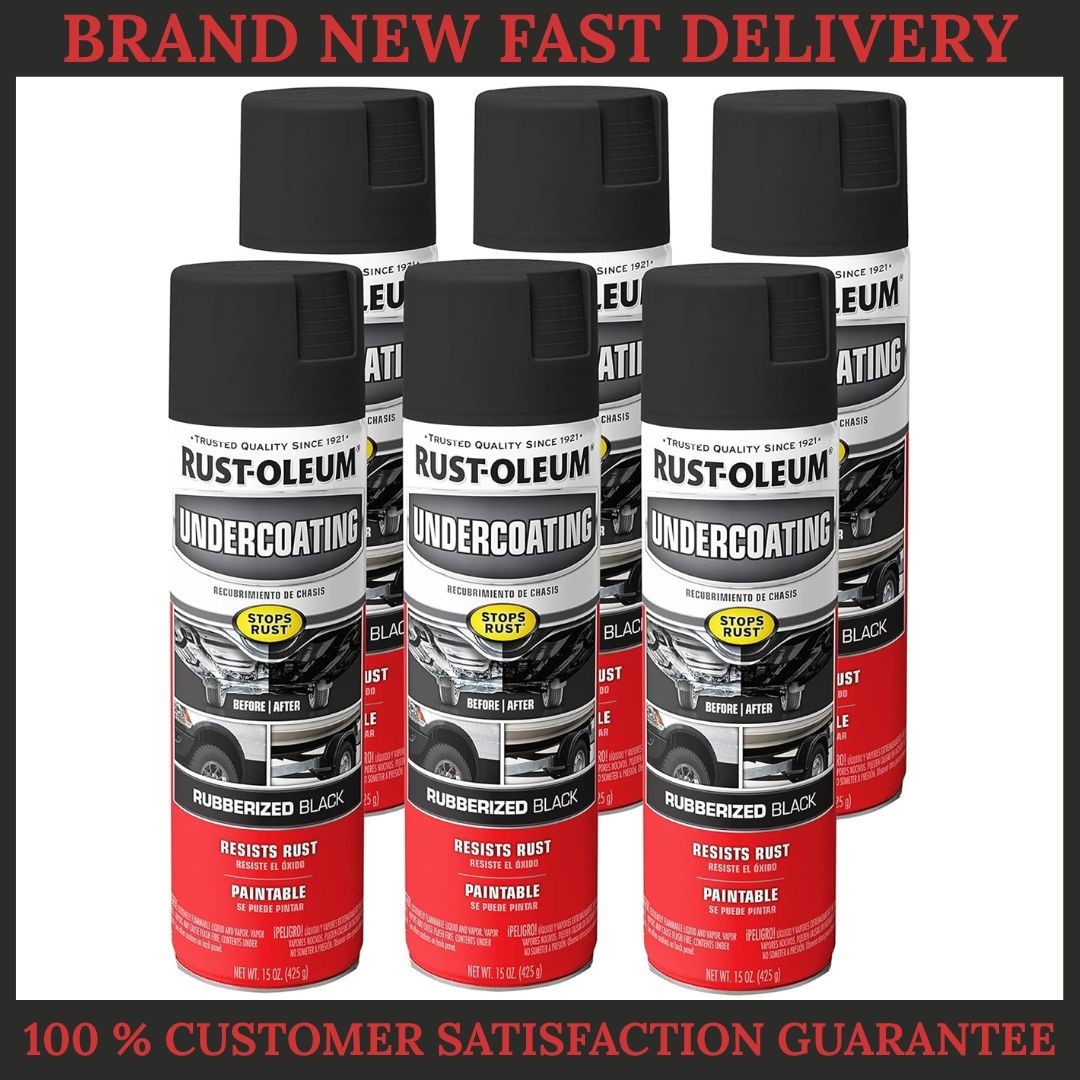 Rust-Oleum 248657-6PK Stops Rust Undercoating Spray, 15 oz, Rubberized Black, 6