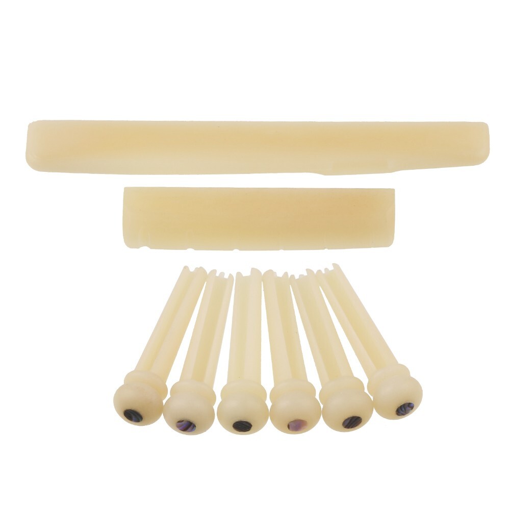 Unbleached Guitar Bone Bridge abalone Shell Dot Pins/Saddle/Nut YAMAHA Guitar