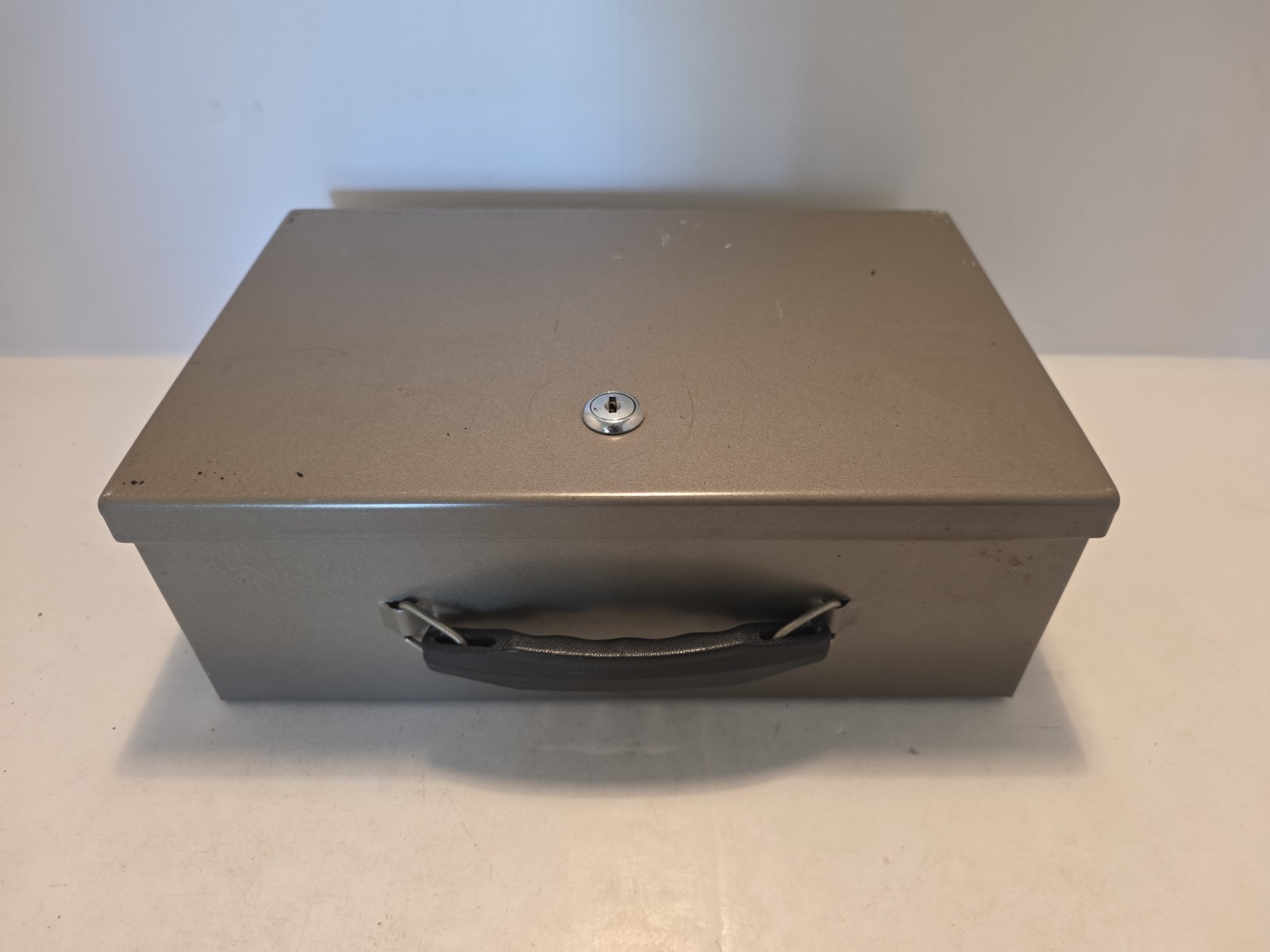 Vintage Metal Locking Cash Document Box Black with Key