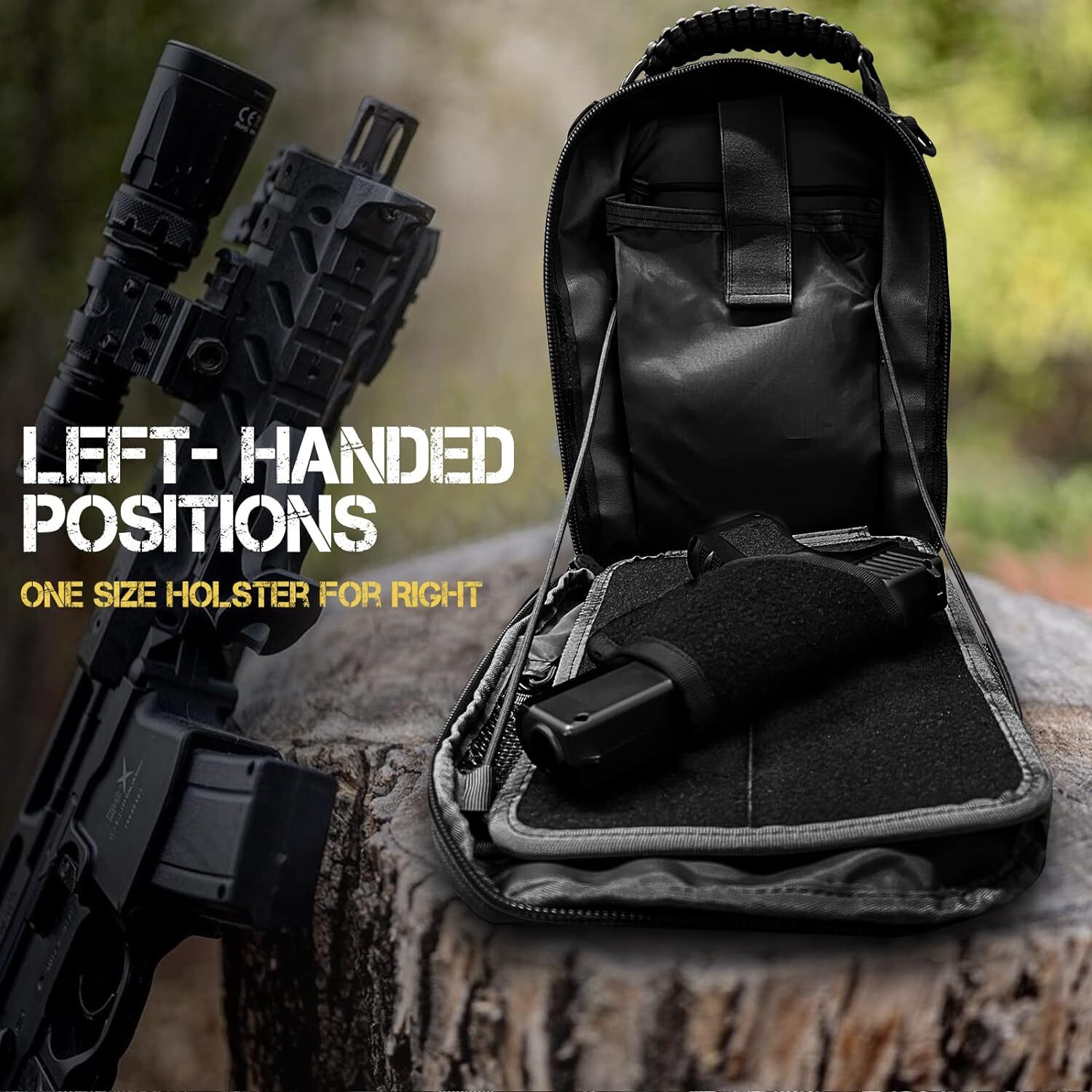 Tactical Compact Concealed Carry Sling Bag Cut Molle Pistol Holster EDC Single