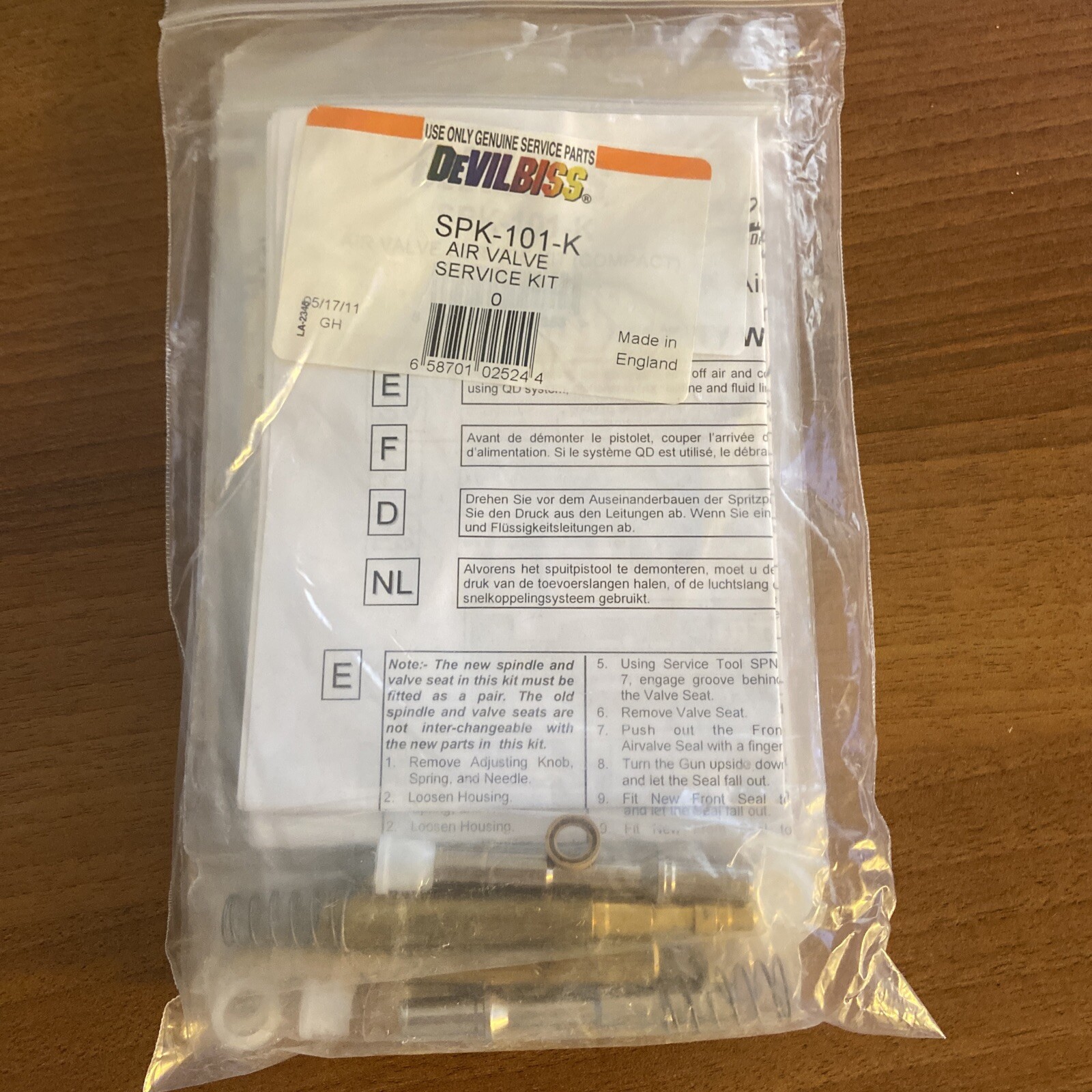 Devilbiss SPK-101-K Compact Spray Gun Air Valve Service Kit