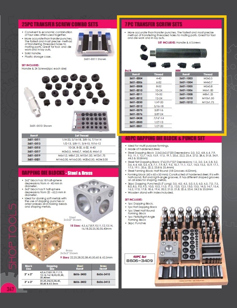 7 PIECE 4-40 TRANSFER SCREW SET (3601-0004)