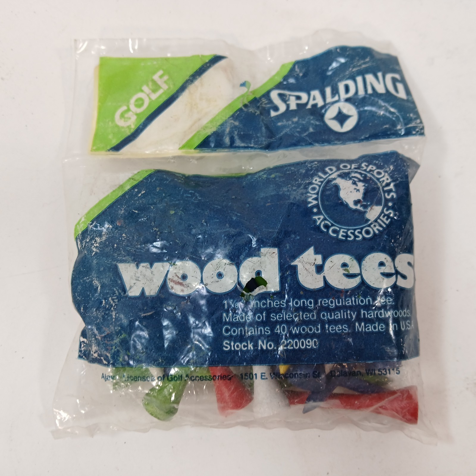 SPALDING Vintage USA Made Retail Pack of 40 Wooden 2 1/4 inches Tees NEW SEALED