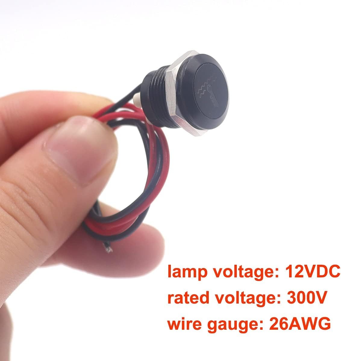 LED Indicator Pilot Dash Light (Battery/Alternator Warning) Red, 1/2"(12mm) 12V