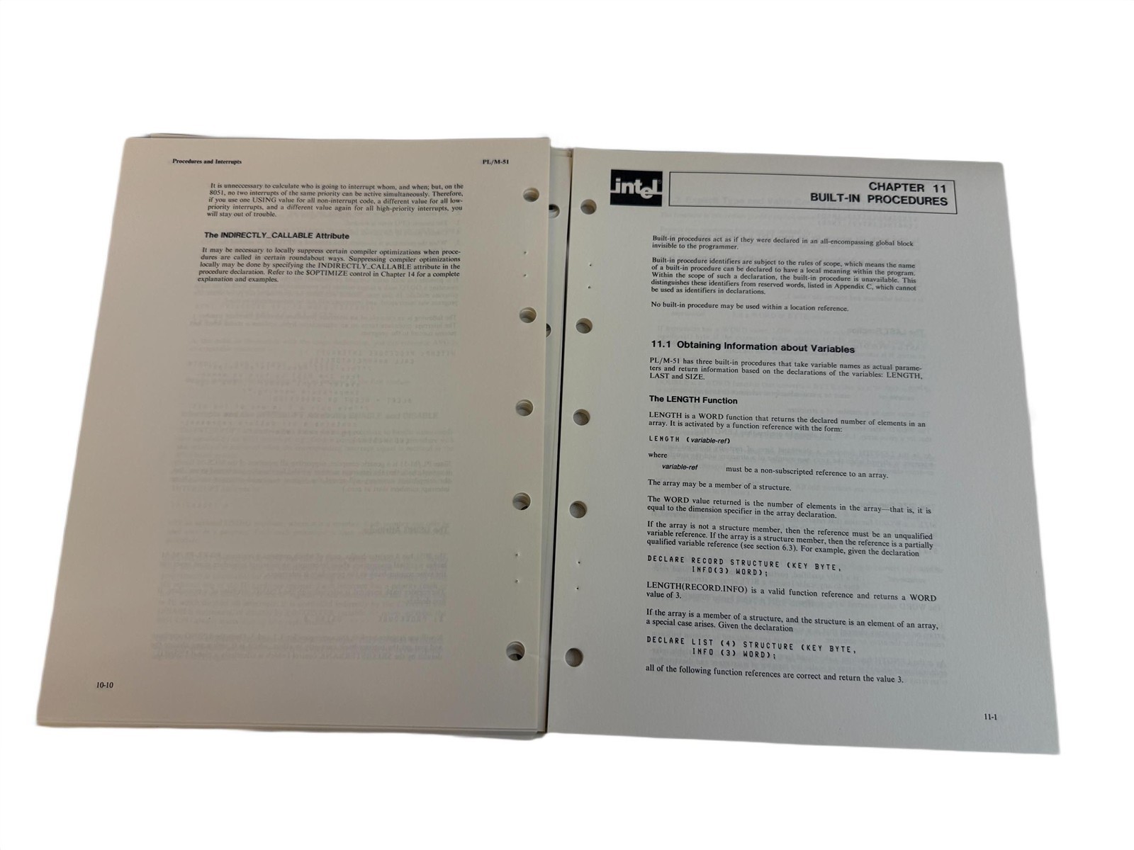 VTG Original 1983 Intel PL/M-51 User's Guield Manual (Set 2)