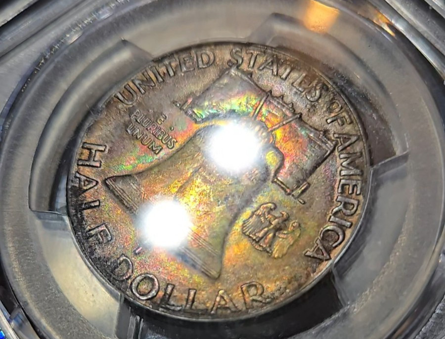 1948 50c Franklin Half Dollar 👀Monster Toner 👀 pcgs AU Details