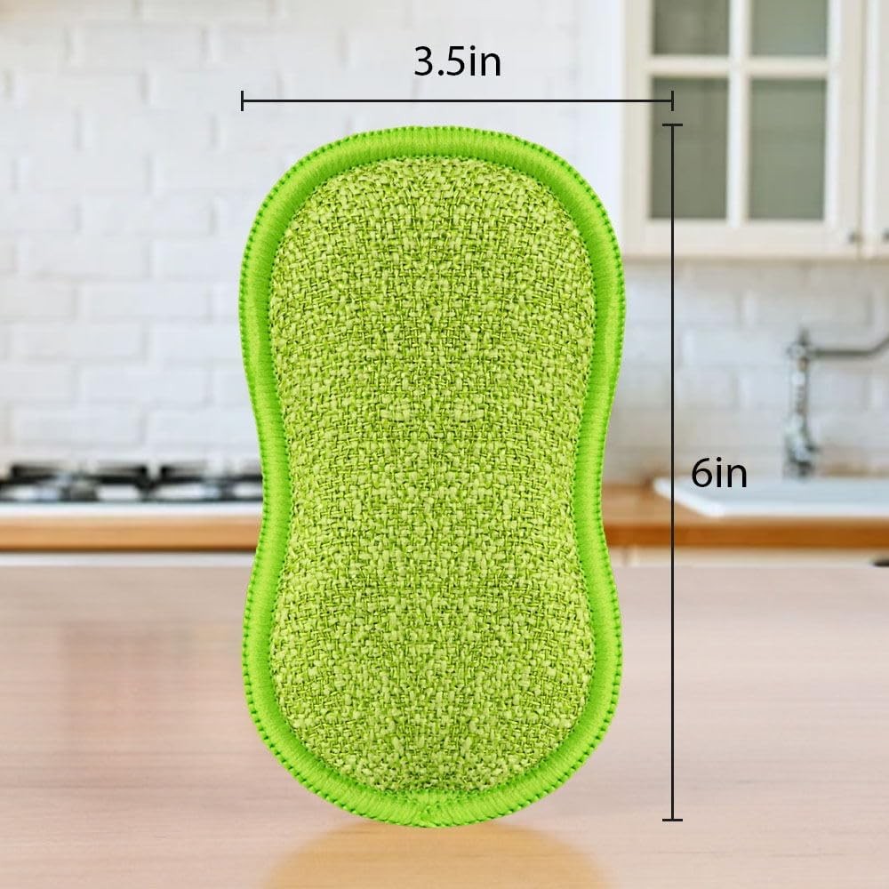12 Pack Multi-Purpose Scrub Sponges Kitchen by Non-Scratch Microfiber Sponge