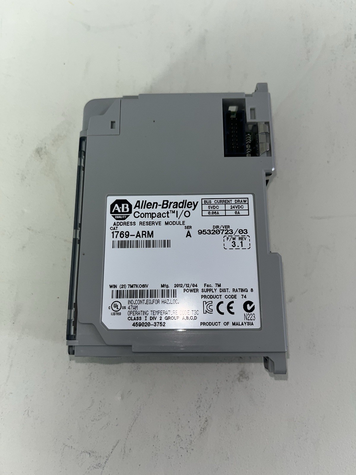 ALLEN-BRADLEY 1769-ARM COMPACT I/O ADDRESS RESERVE MODULE