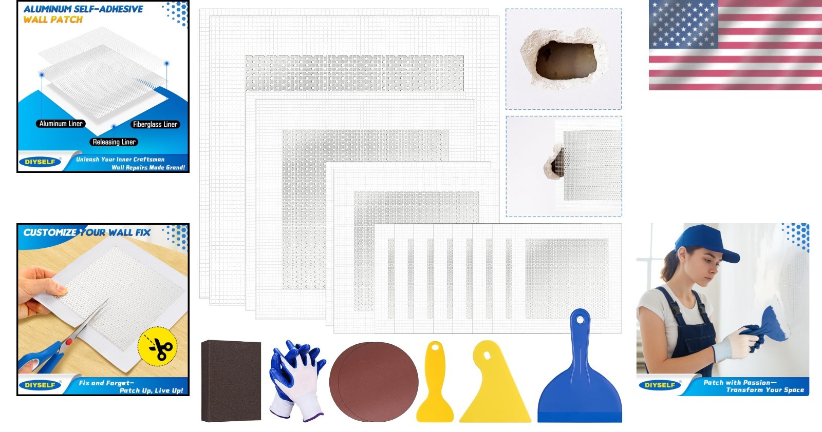 High-Quality 21 Count Drywall Patch Kit - Effortless Wall Repairs Made Easy