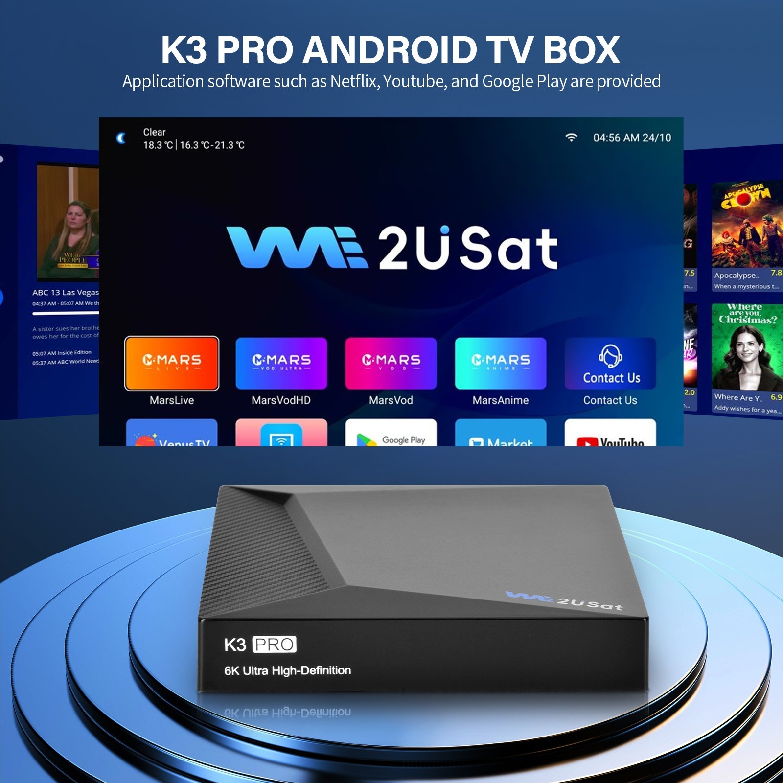 2026 Newest K3 PRO TV Box 6K Ultra HD Satellite-Receiver, Ram 4GB+32GB with WiFi