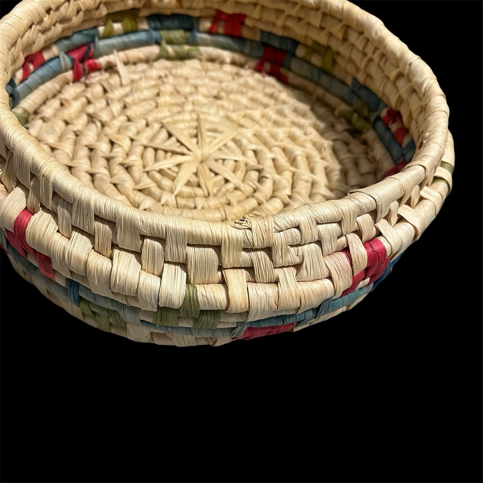 Coiled Woven Lidded Round Basket Pre-Owned.