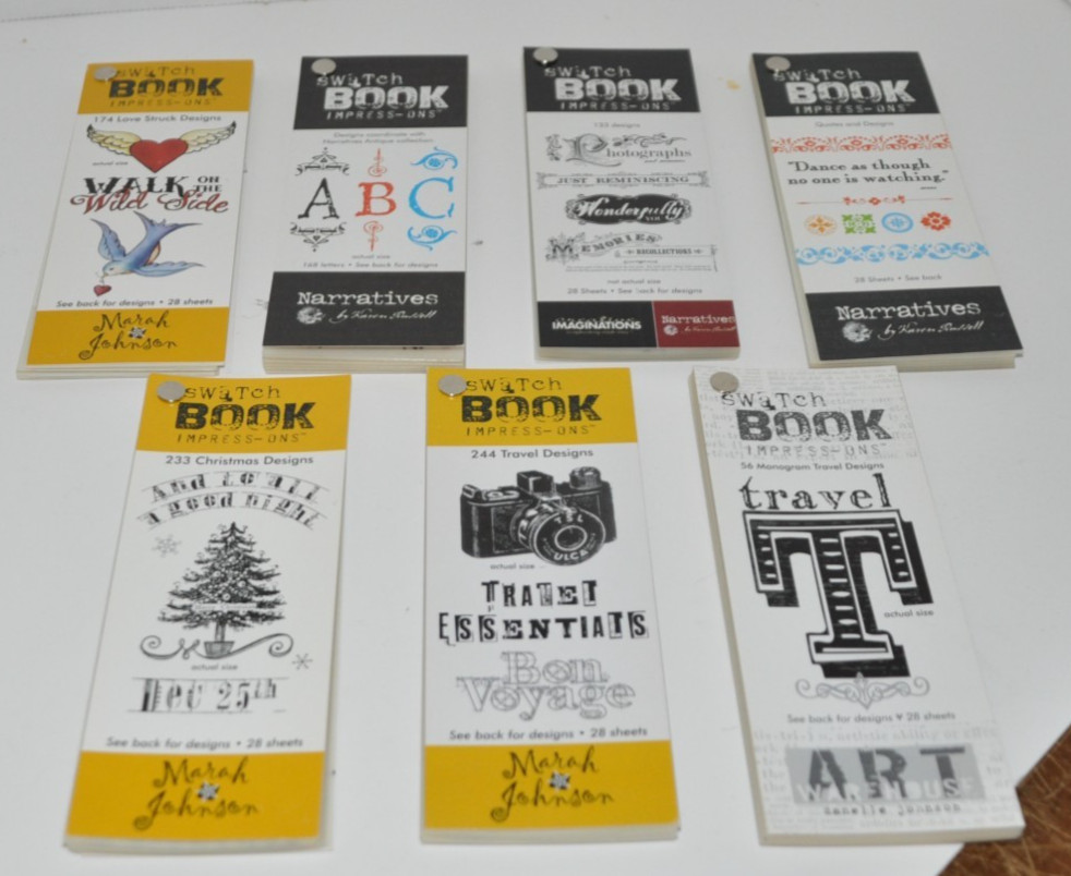 Lot Of  7 CREATIVE IMAGINATIONS ASSORTED SWATCH BOOK  IMPRESS-ONS