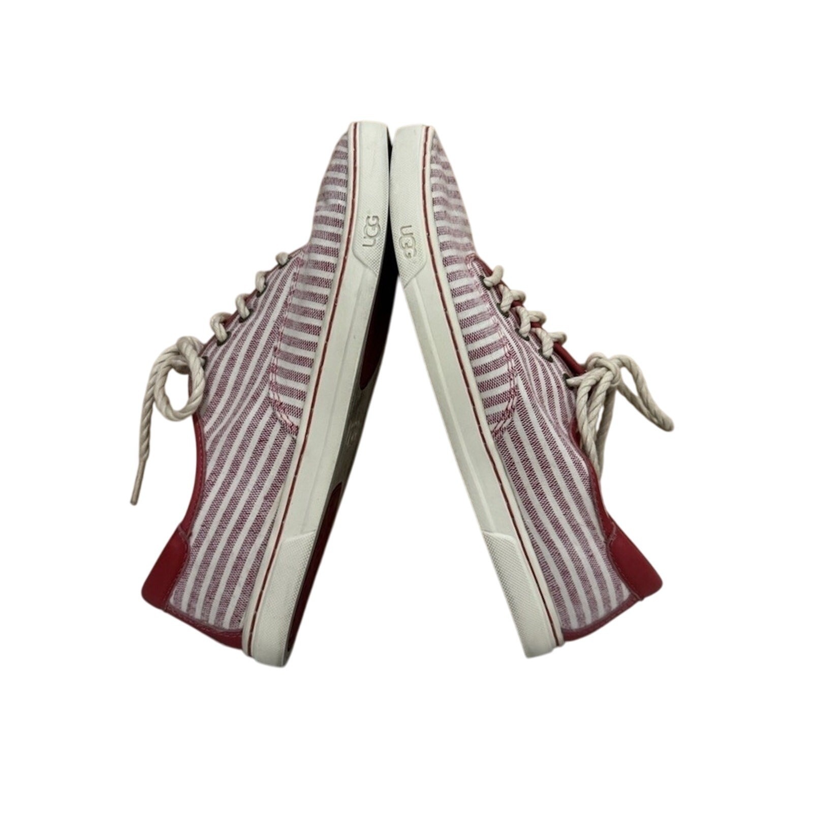 UGG Striped Canvas Sneakers Red White Women's Size 8 Casual Shoes
