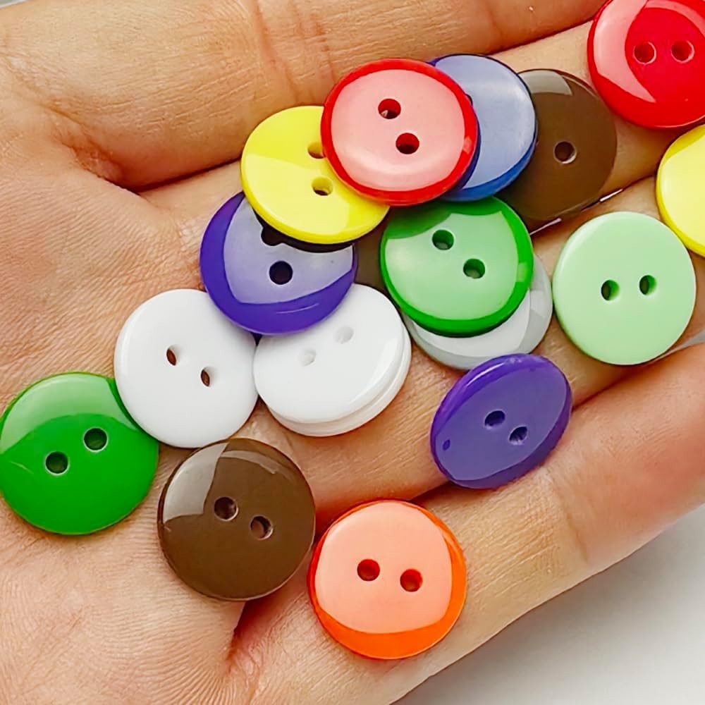 Libiline 100pcs 5/8"(15mm) Resin Button Solid Color 15 mm, Multi-colored